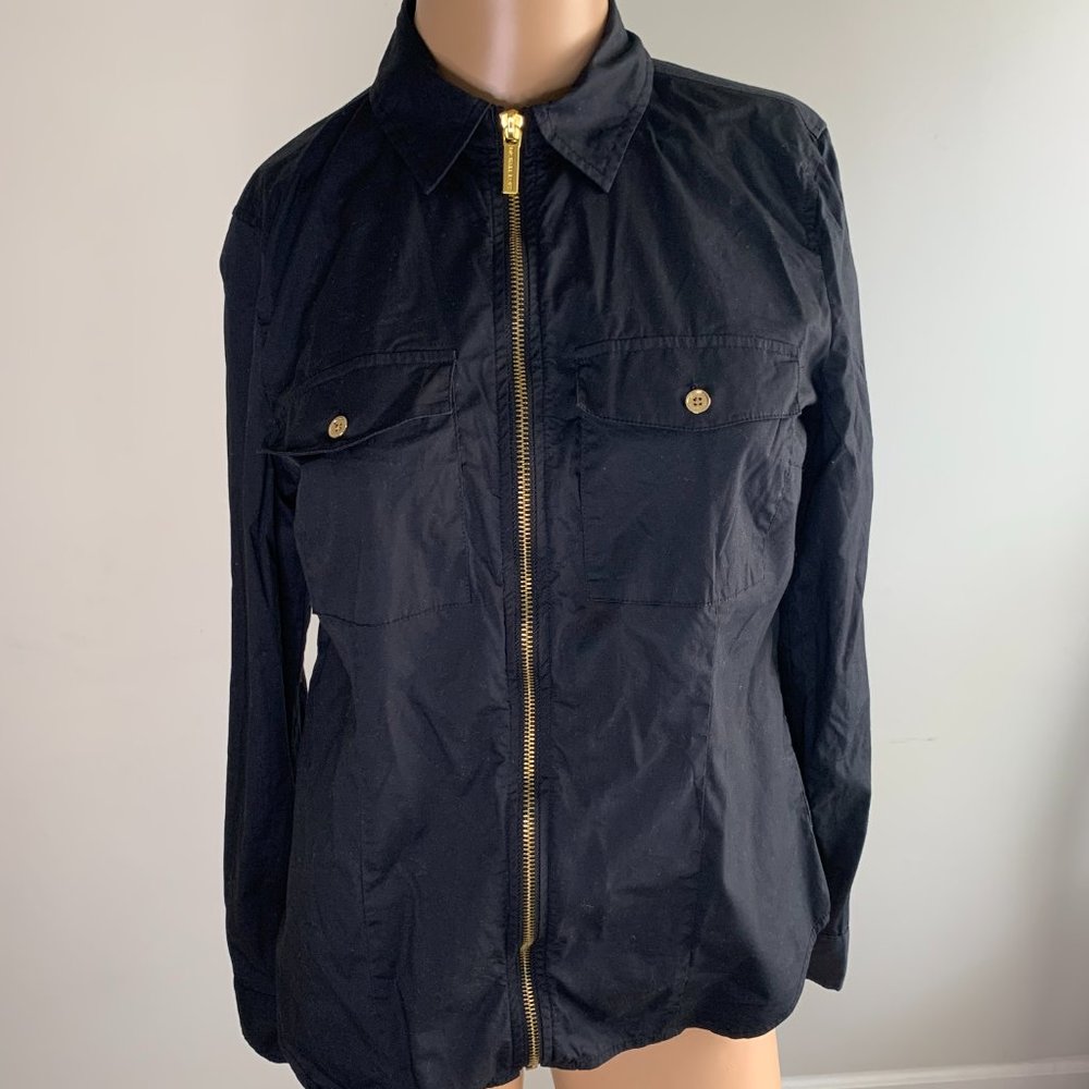 Michael Kors Black Zip Down Shirt